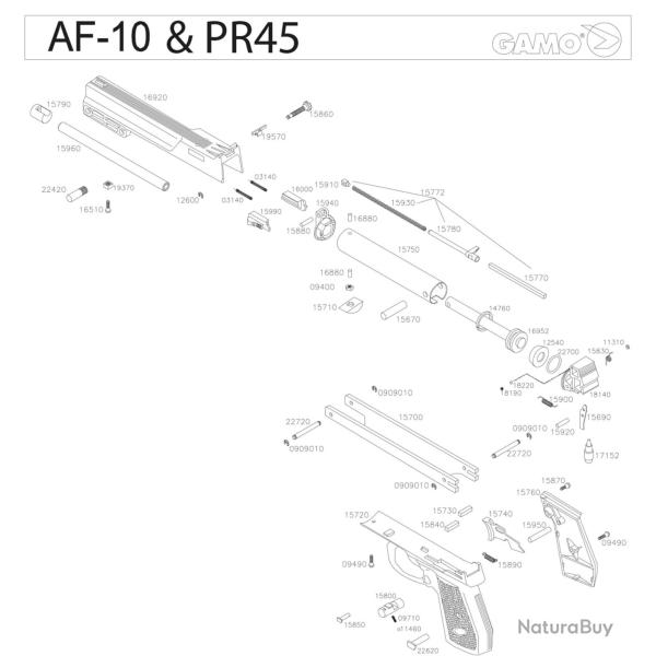 Pi�ces d�tach�es Pistolet Gamo AF-10 & PR-45 Gamo Ressort de Gachette Pr45 Compact - Ref G616890
