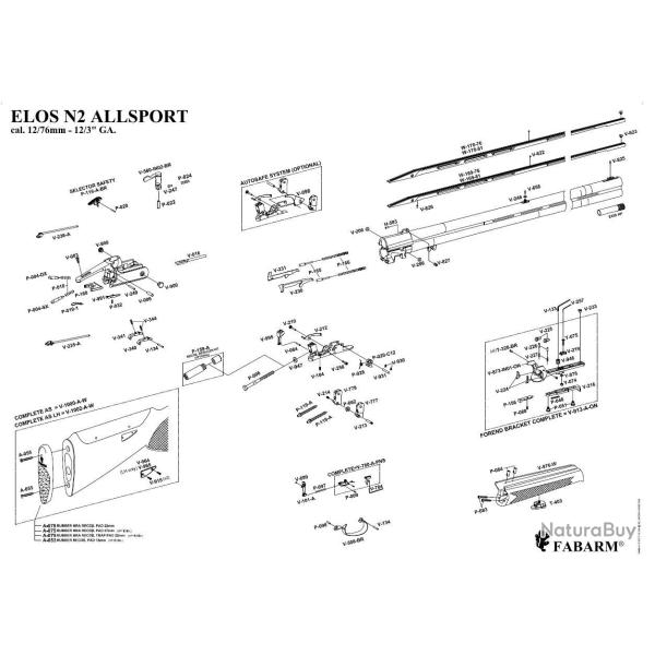 Pi�ces d�tach�es Fabarm Elos N2 Allsport Verrou sup - Ref PFAP160