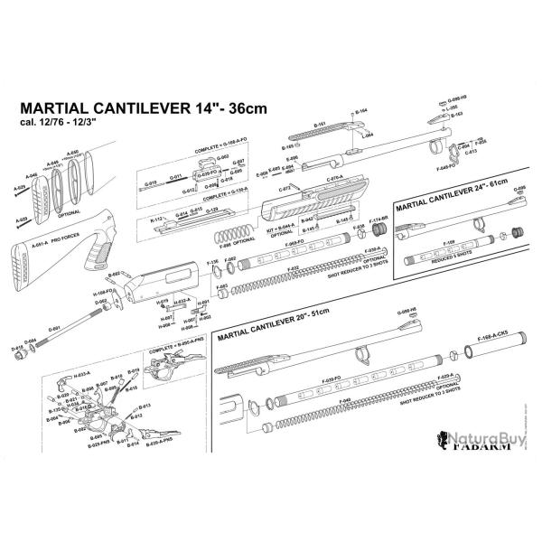 Pi�ces d�tach�es fusil � pompe Fabarm Cantilever Douille de fixation de l'embase de gu - Ref PFAL395
