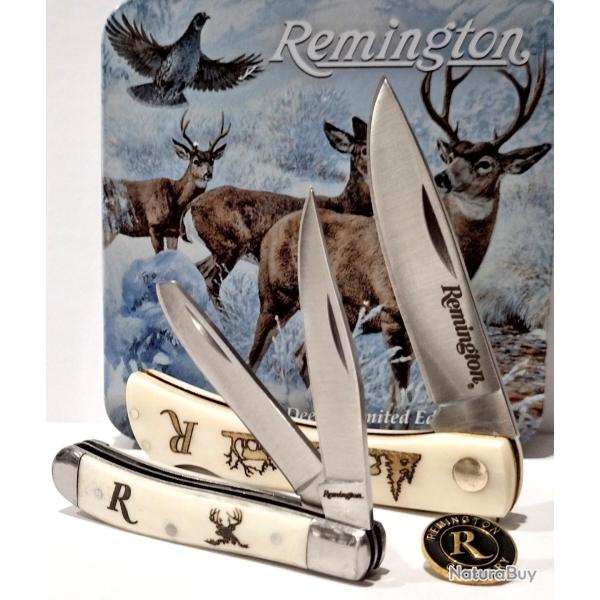 Coffret Cadeau Collecteur 2 Couteaux Remington Cerf Tin Lame Acier Inox Manche Os �dition Limit�e 85