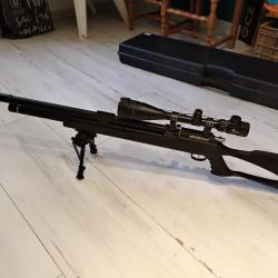 Carabine air comprime pcp calibre 6.35, 19.9 joules peut etre debridee a 60, avec moderateur de son.
