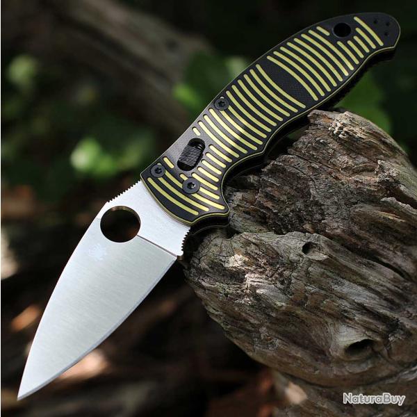Couteau Spyderco Manix 2 Salt Lame Acier CPM MagnaCut Manche G10 Jaune/Noir USA SC101GBKYLMCP2