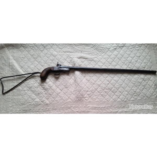 Ancien pistolet fusil st etienne de braconnier d�montable avec crosse dit (squelette) vers 1870 RARE