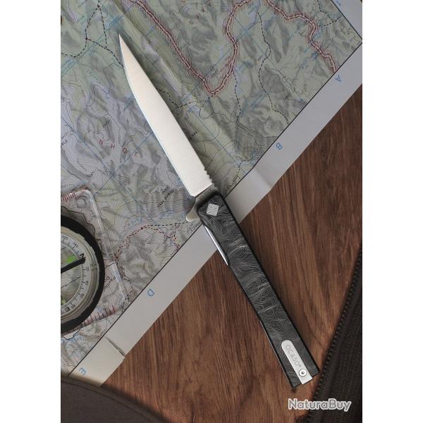Couteau Ocaso Solstice Lame Acier CPM S35VN Satin Manche Titanium Noir Topo Ta�wan OCA10ET