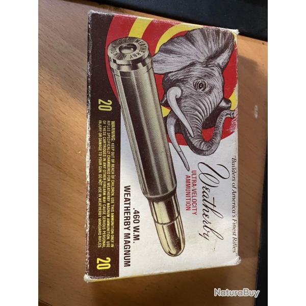 Boite de 20 cartouches 460 Weatherby Magnum marque Weatherby
