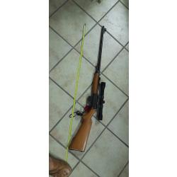 Carabine unique 22lrx51bis+ lunette unique+ 2 ch 5 et 10 coups+silencieux tout en exellent &eacute;tat .