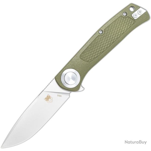 Couteau Cobratec EDC Scout Lame Acier VG-10 Manche Grivory Vert Button Lock CBTSCTGRVOD