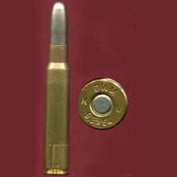 9.3 x 64 Breneke - marquage : DWM K U 9.3 x 64 - balle nickel pointe arrondie