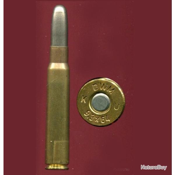 9.3 x 64 Breneke - marquage : DWM K U 9.3 x 64 - balle nickel pointe arrondie