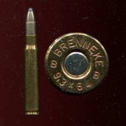 9.3 x 64 Breneke - Beau marquage : BRENNEKE B B 9.3 x 64 - balle nickel pointe plomb