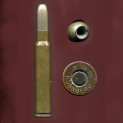 9.3 x 63 G Mauser - TRES RARE calibre Allemand - marquage : R.W.S. N&Uuml;RNBERG - PORT COMPRIS