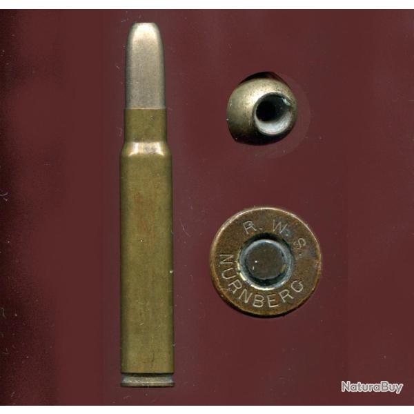 9.3 x 63 G Mauser - TRES RARE calibre Allemand - marquage : R.W.S. N�RNBERG - PORT COMPRIS