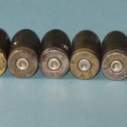 2&egrave;me GM : Lot de 5 cartouches de 45 ACP d&eacute;militaris&eacute;es.
