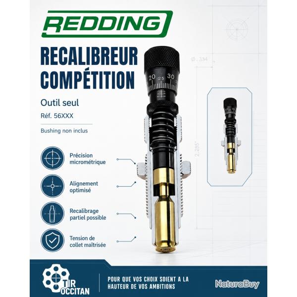 338 WM - Recalibreur de collet Comp�tition Redding - outil seul � bushing microm�trique