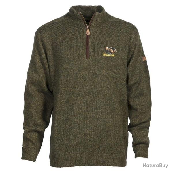 Pull percussion col chemin�e brod� sanglier