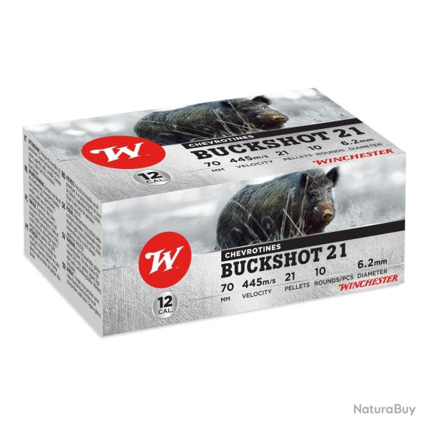 Chevrotines Winchester Buckshot 21 grains calibre 12/70