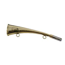 Corne d'appel en laiton, d&eacute;cor sanglier 25 cm