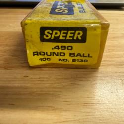 1 BOITE DE 92 BALLES RONDES PLOMB SPEER 5139  CAL.490