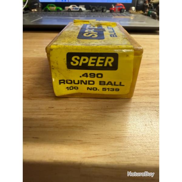 1 BOITE DE 92 BALLES RONDES PLOMB SPEER 5139  CAL.490