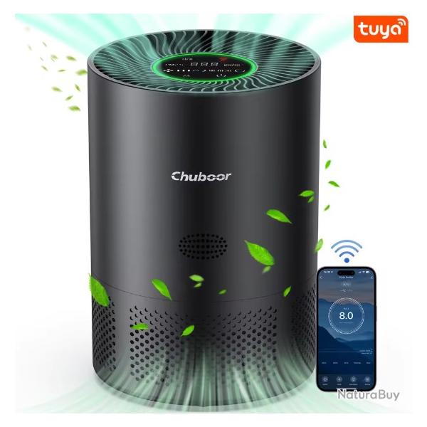 Purificateur d'air Chuboor pour la maison, contre les allergies 360 pieds carr�s, filtre 3-en-1, HPA
