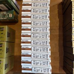 Lot de 12 bo&icirc;tes de 10 cartouches Rottweil carton, plomb num&eacute;ro 3, calibre 16/70, 31 grammes