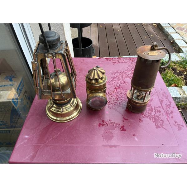 Lot de lampe a p�trole .  Mineur lampe de poilu