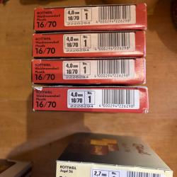 Lot de 4 X 10 cartouches plastique cal 16/70, plomb no 1, Rottweil, 31 grammes