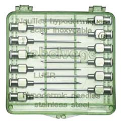 Aiguilles r&eacute;utilisables en acier inoxydable triple biseau par lot de 12