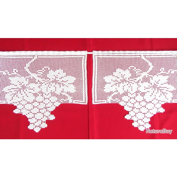Rideaux brise-vue, cantonni�res " Vigne " crochet. Pi�ce unique neuve fait main.