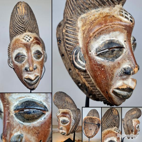 Masque de c�r�monie Punu Okuyi vendu sans socle, H : 28 cm, L : 13 cm
