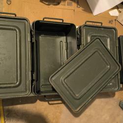 Lot de 4 caisses m&eacute;talliques &agrave; munitions - Surplus militaire - &Eacute;tanches