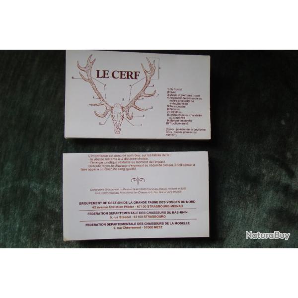 LE CERF plaquette plastifi�e sur le troph�e et biologie des FDC 57 et 67 et groupement grande faune