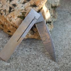 Couteau Pliant &agrave; Customiser Le Manche Lame Acier Damas Drop Point 128 Couches Linerlock Manche Acier