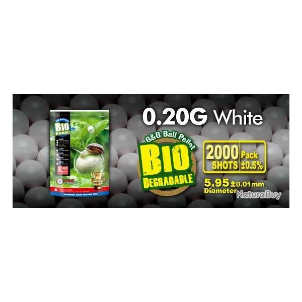 Billes Bio 0.20g Blanches en Sachet de 2000 G&G Armament