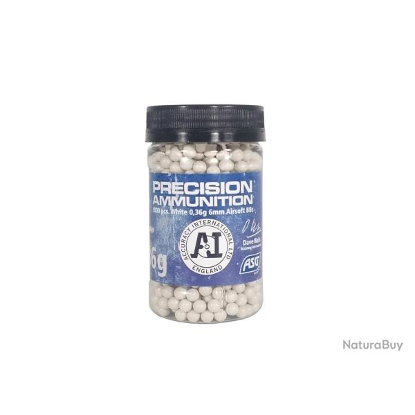 Billes Airsoft 0.36g Accuracy Blanches en Pot de 1000 - ASG