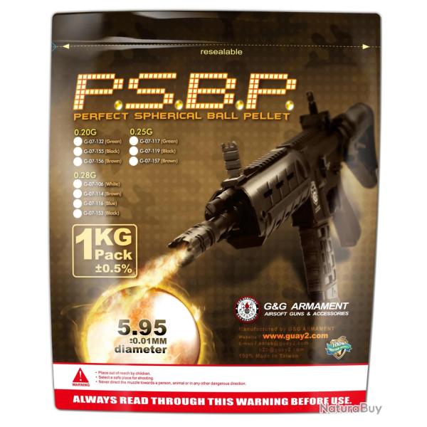 Billes 0.28g Perfect en Sachet de 1kg - G&G Armament