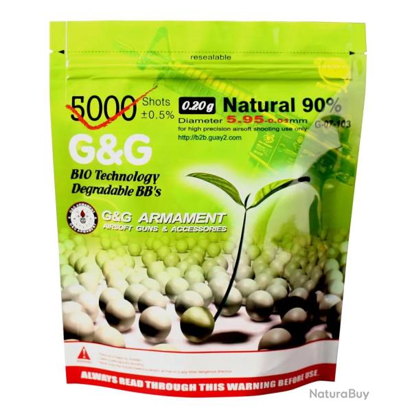 Billes Bio 0.20g Blanches en Sachet de 1kg - G&G Armament