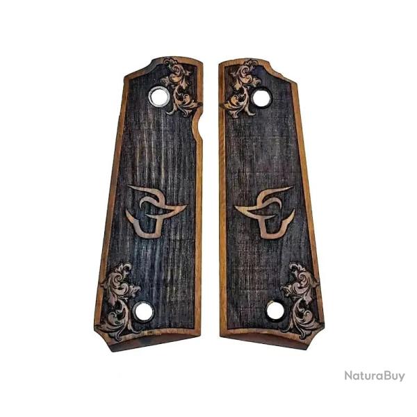 Plaquettes en Bois pour PT1911 Flower Logo Taurus - MBT Grips