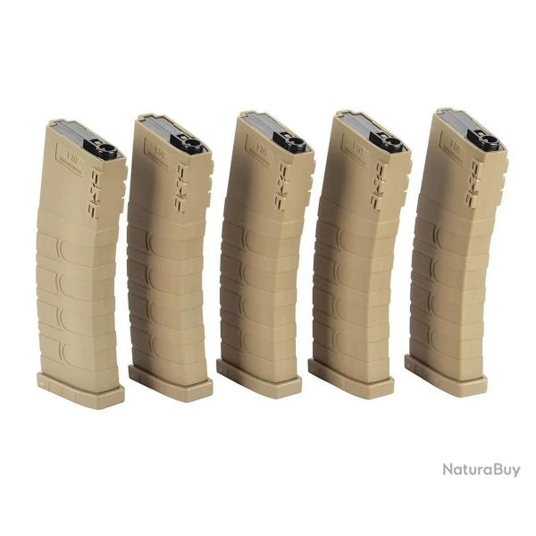 Pack de 5 Chargeurs 120 Coups GR16 Tan - G&G Armament
