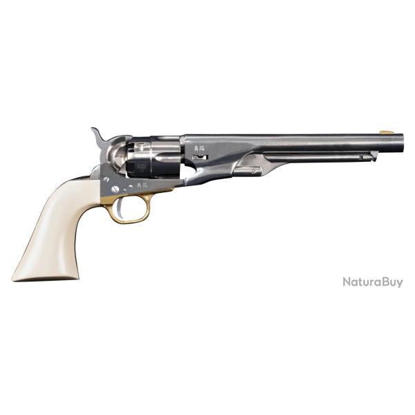 R�plique 1860 Army Acier Blanc Crosse Ivoire Calibre 44 PN - Pietta
