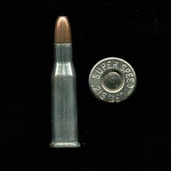 .218 BEE - marquage : SUPER SPEED 218 BEE - balle cuivre pointe creuse - &eacute;tui nickel