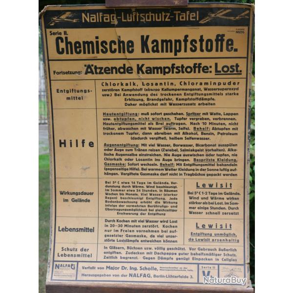 rare Affiche ORIGINALE Tafel Chemische Kampfstoffe WWII REF SDC25LFS001