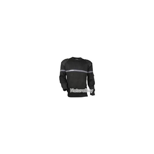 Pull S�curit� noir bande grise M
