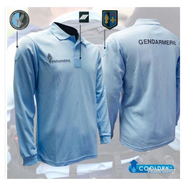 Polo GENDARMERIE bleu ciel All�g� Manches Longues XL