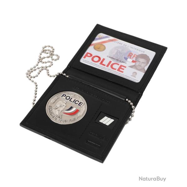 Porte-cartes avec emplacements grade et m�daille (avec chaine) (vendu sans m�daille)