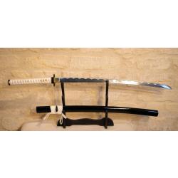 KATANA Sabre japonais poign&eacute;e blanche lame aiguis&eacute;e bonne qualit&eacute; ref EBR24JAP012