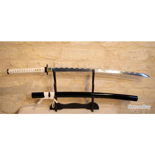 KATANA Sabre japonais poign�e blanche lame aiguis�e bonne qualit� ref EBR24JAP012