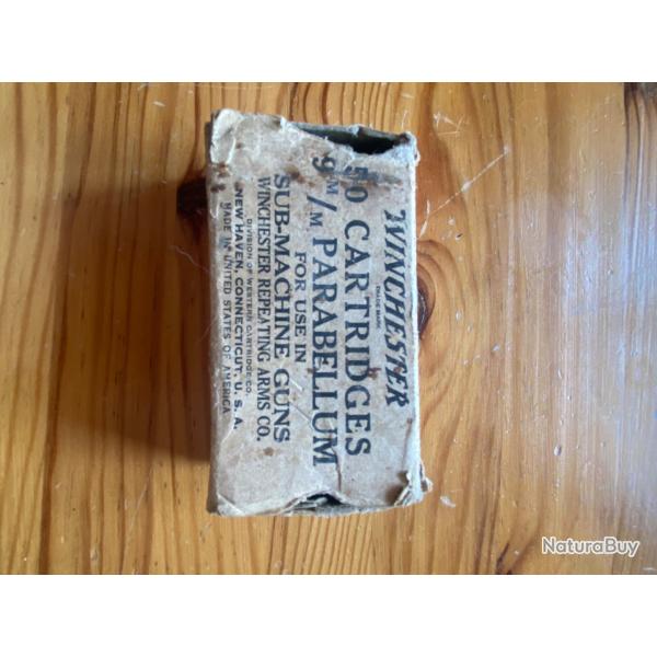 WINCHESTER BOITE VIDE 50 CARTRIDGES 9MM PARABELLUM US WW2