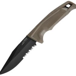 Couteau SOG Recondo FX Lame Acier 440C Dent&eacute;e Manche Caoutchouc FDE &Eacute;tui Kydex Taiwan SOG17220457