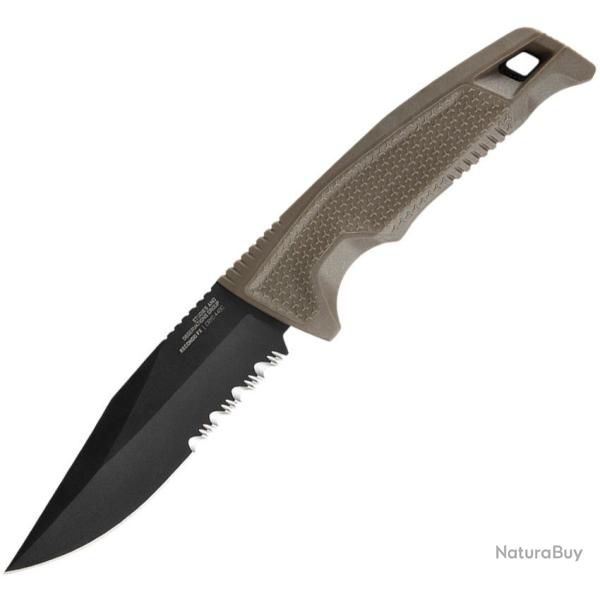 Couteau SOG Recondo FX Lame Acier 440C Dent�e Manche Caoutchouc FDE �tui Kydex Taiwan SOG17220457